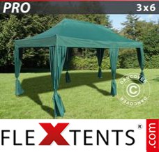 Pop up canopy PRO 3x6 m Green, incl. 6 decorative curtains