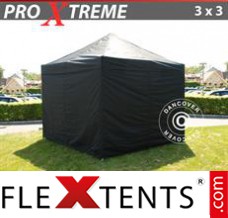 Pop up canopy Xtreme 3x3 m Black, incl. 4 sidewalls